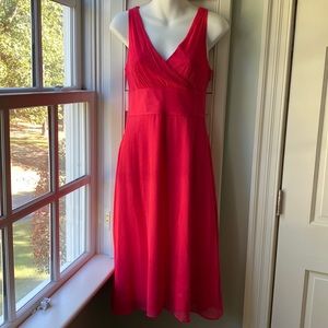 J. Crew 100% Silk Crepe Chiffon Sophia Dress Style #96454/Bright Rhubarb/Size 8